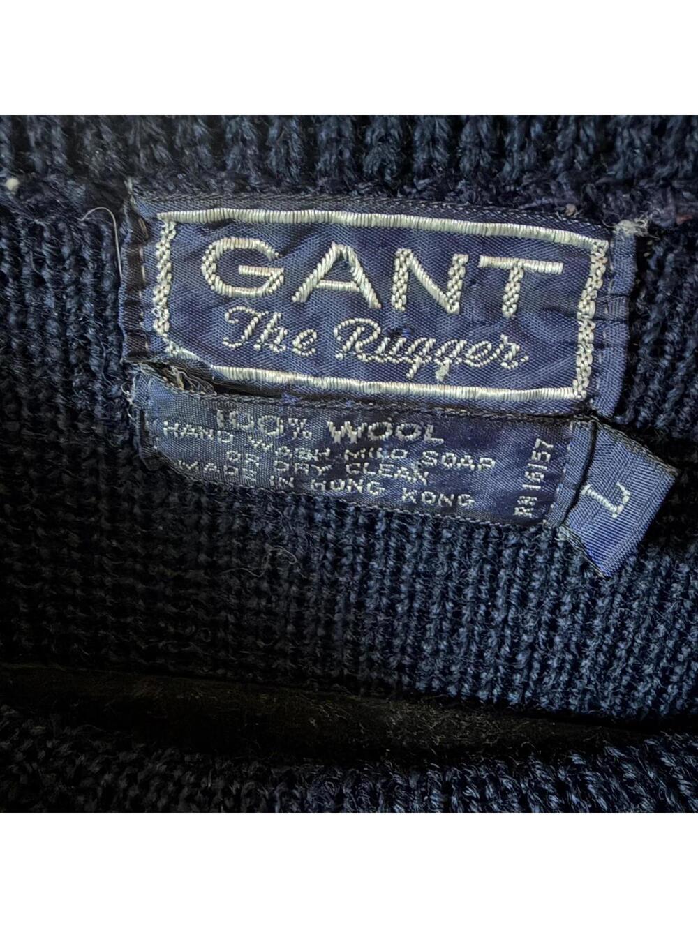 Gant The Rugger vintage navy blue wool sweater w/shoulder stripes - Picture 2 of 6